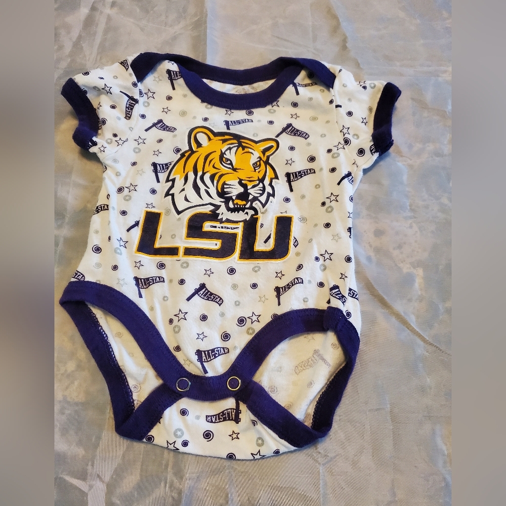 NCAA Baby Onesie with Purple Trim 0-3 Mon